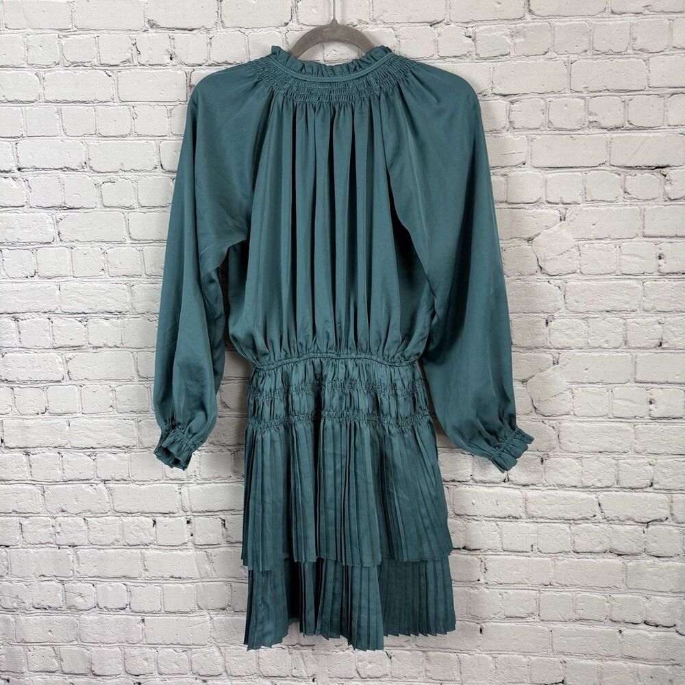 Reset By Jane Women Lana Dress in Teal Blue Size S Long Sleeves Pleated Feminine - Picture 10 of 13